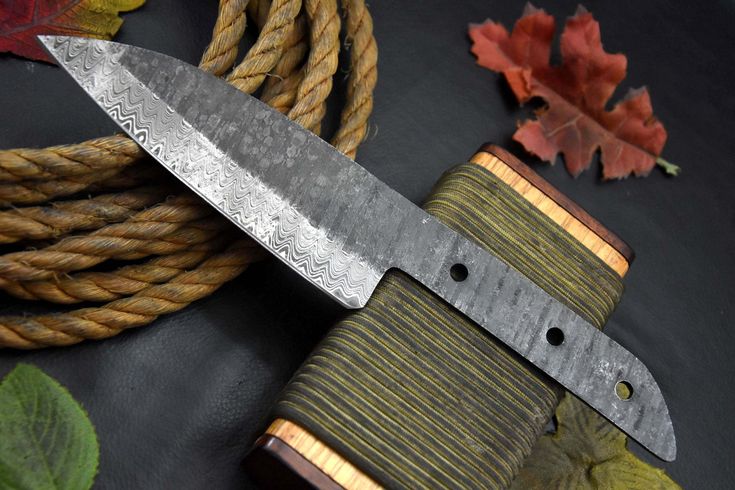 Custom Hammered 10.8" OAL Damascus Steel Blank Blade Master Chef Knife Outdoor Knife DIY Knife Making Supplies, Anniversary Gifts for Him