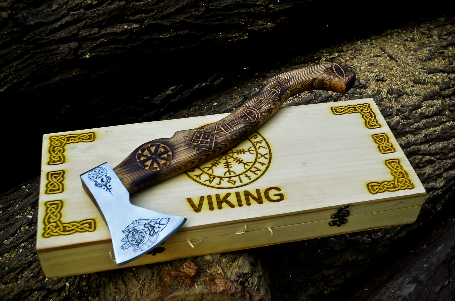 Viking Axe Custom Handmade Carbon Steel Rose Wood Handle-Gift For Special People