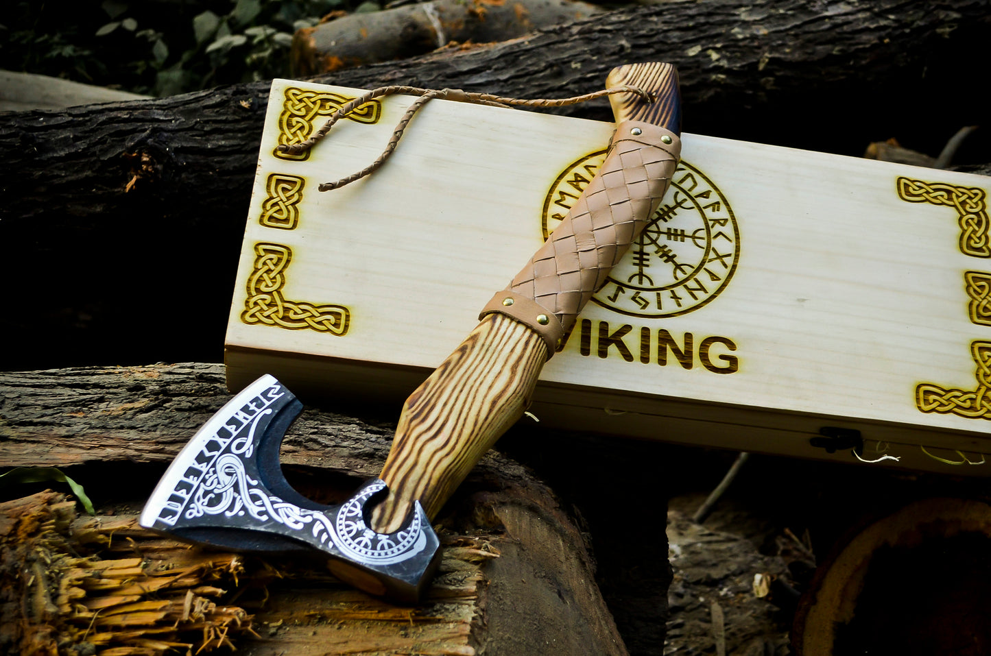 Viking Axe Custom Handmade Carbon Steel Rose Wood Handle-Gift For Special People