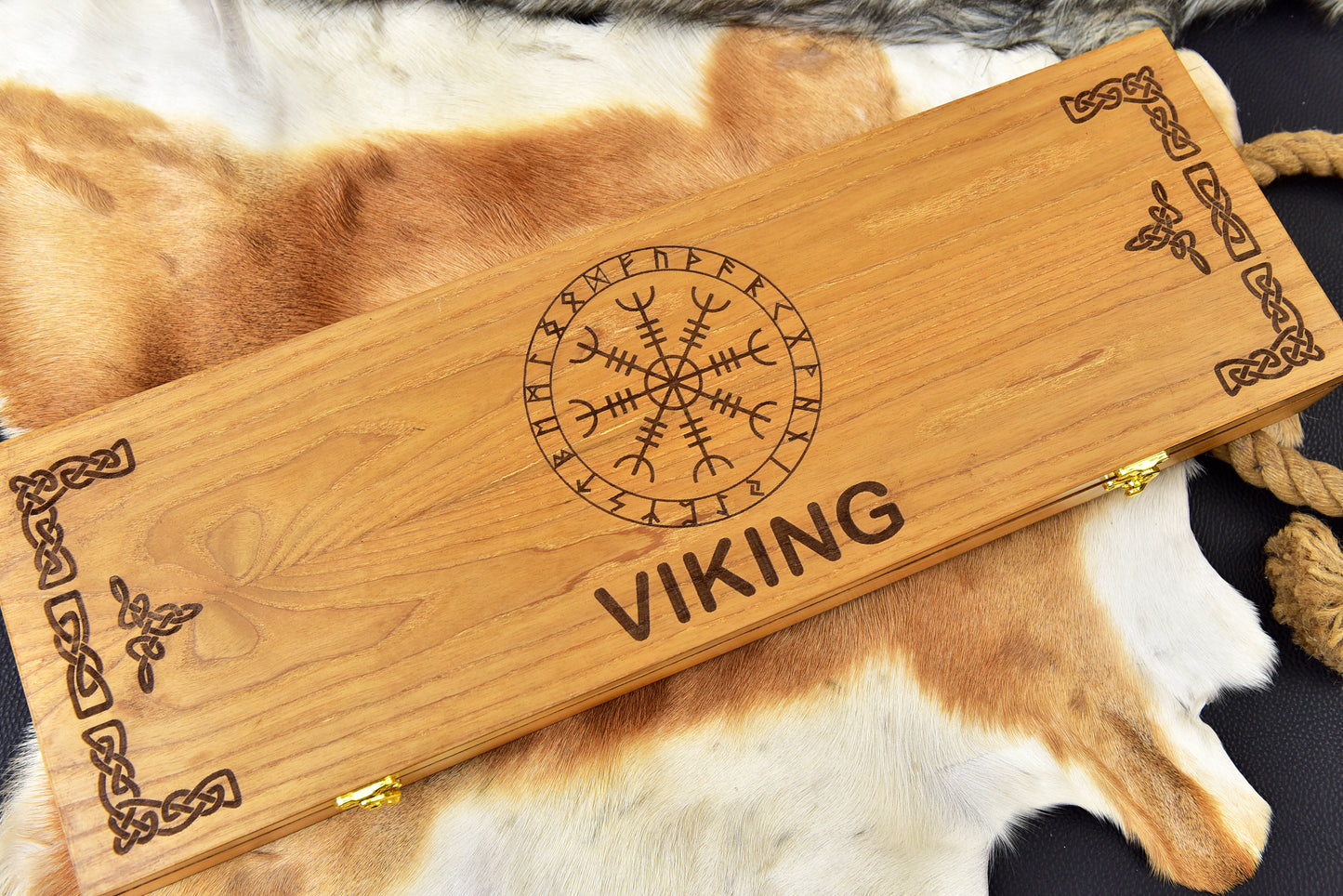 Handmade Viking Bearded Axe - Custom Etched Norse Steel Hatchet - Carved Ashwood Handle, Wooden Gift Box, Groomsmen Gift