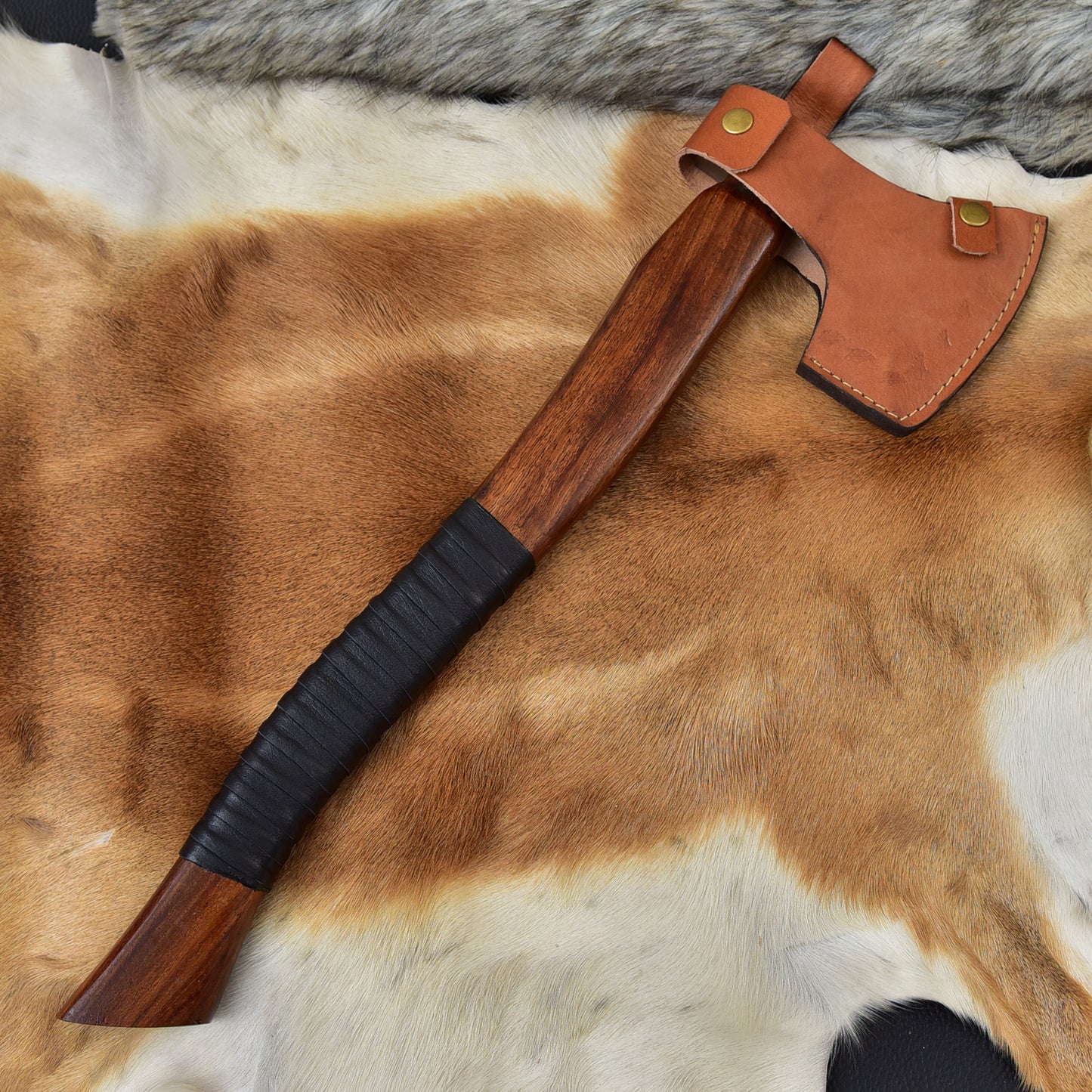 Custom Viking Axe Handmade High Carbon Steel Hatchet Etched Bearded Axe Groomsmen Gift Unique Skull Viking Axe Sheath