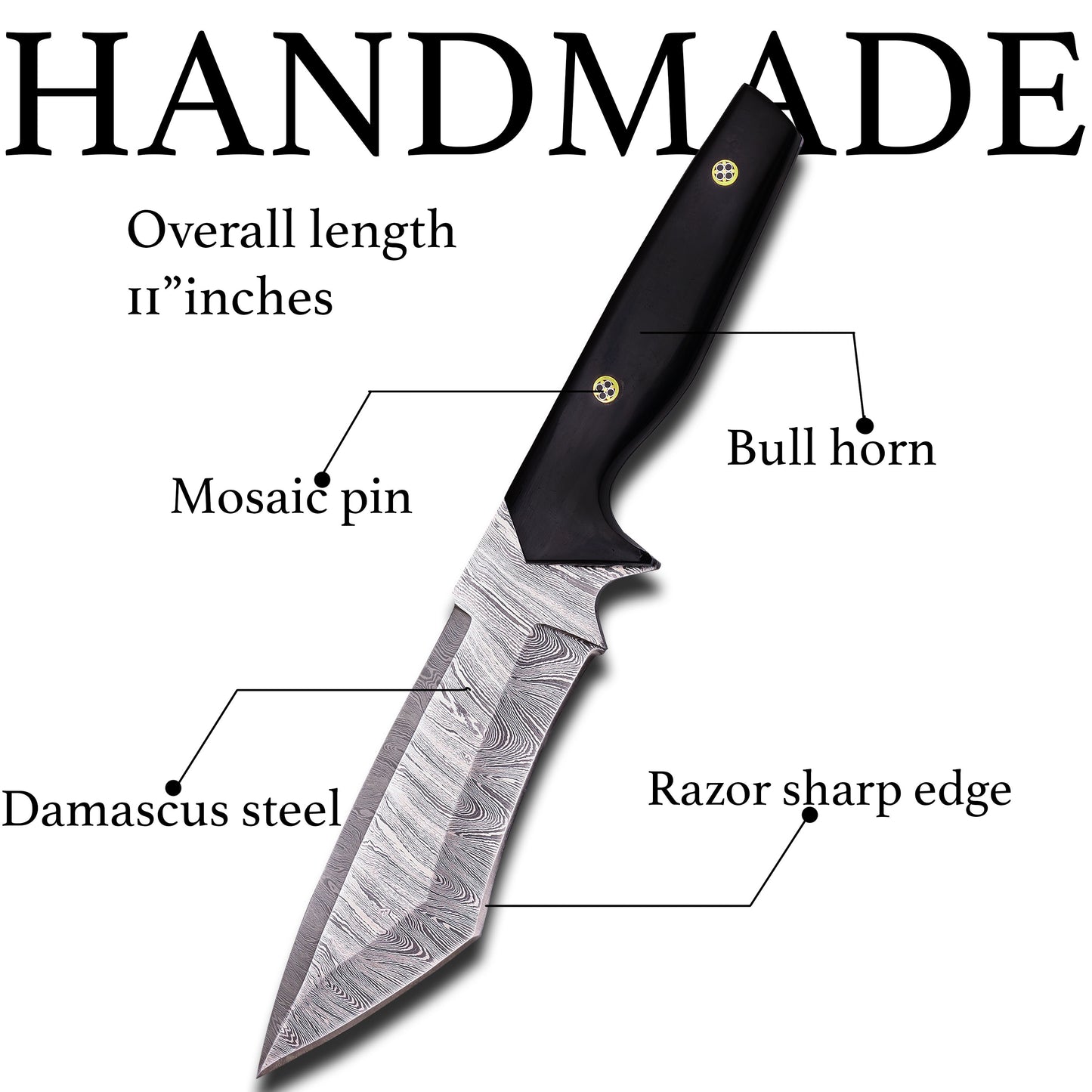 Handmade Damascus Steel Hunting Knife – Precision Craftsmanship with Buffalo Horn Handle | Now Only $51.45 (Was $80.00)
