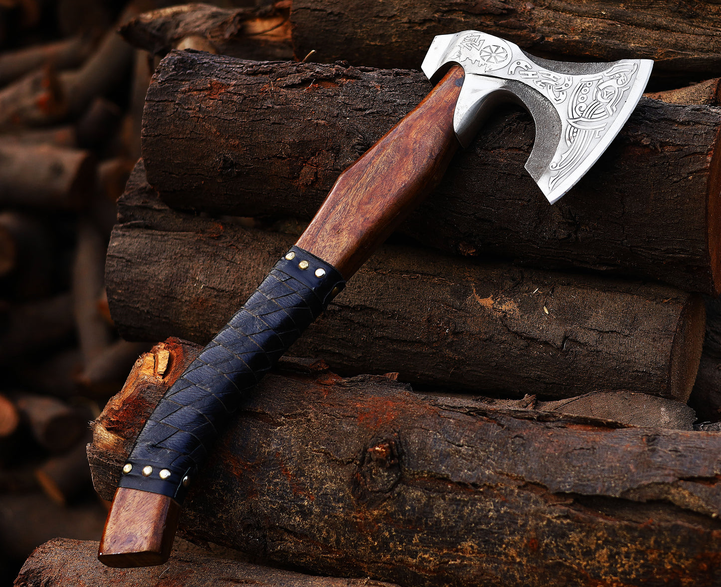 Viking Axe Custom Handmade Carbon Steel Rose Wood Handle-Gift For Special People