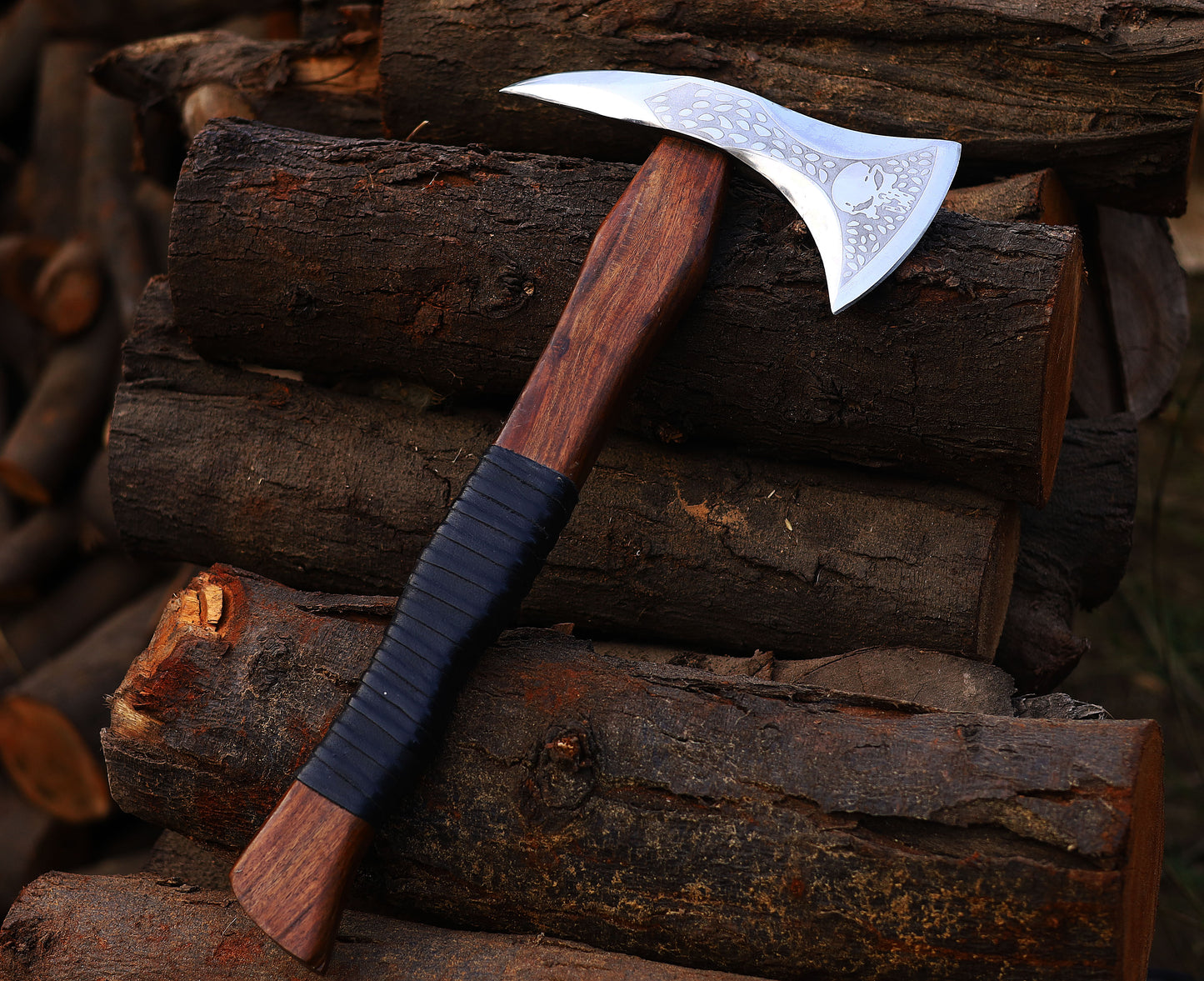 Viking Axe Custom Handmade Carbon Steel Rose Wood Handle-Gift For Special People
