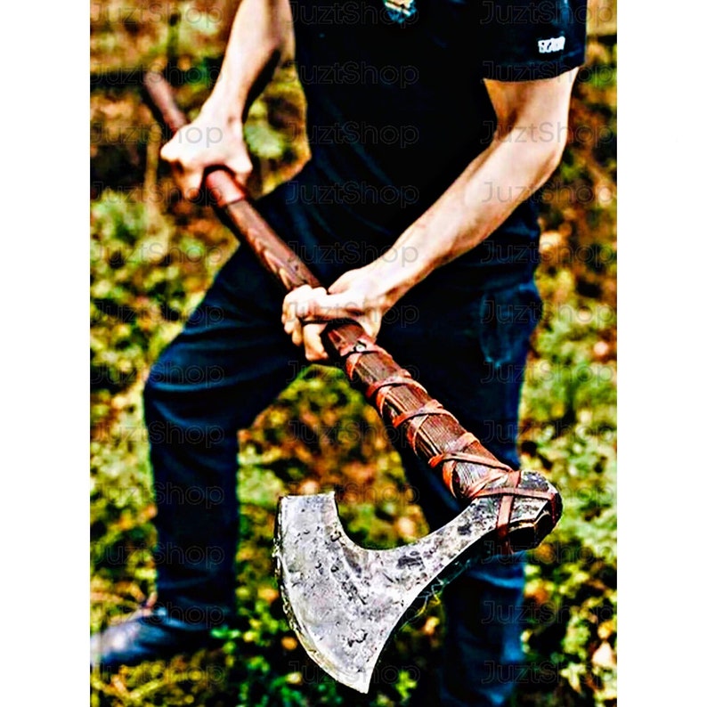Hand Forged Large Viking Axe, Bearded Viking Axe, Battle Axe, Berserker Two Handed Axe, Viking Hatchet, Ragnar Axe | Christmas Gift