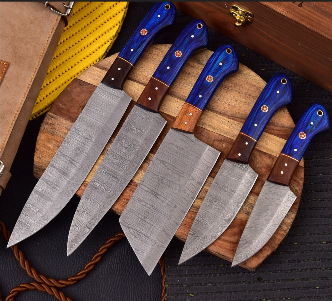 Top Damascus Steel Chef Knife Set – Premium 5PC Kitchen Knives – Now Only $145.26