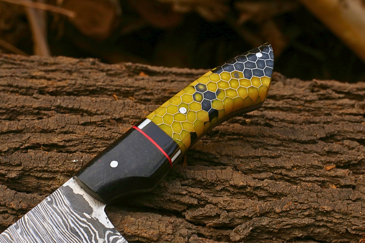 Hand-Forged Japanese Style Chef Knife | Premium Damascus Steel Blade | Micarta & Honeycomb Resin Handle | Professional Culinary Tool