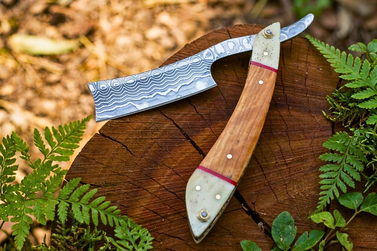 VG10 Damascus Straight Razor Handmade, Olive Wood & Bone Handle, Premium Wet Shaving Razor, Luxury Gift for Men, Rust Resistant