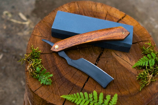 Straight Razor Handmade High Carbon Steel Matte Black, French Point Rosewood Handle Barber Razor, Traditional Wet Shaving Razor, Luxury Gift for Men