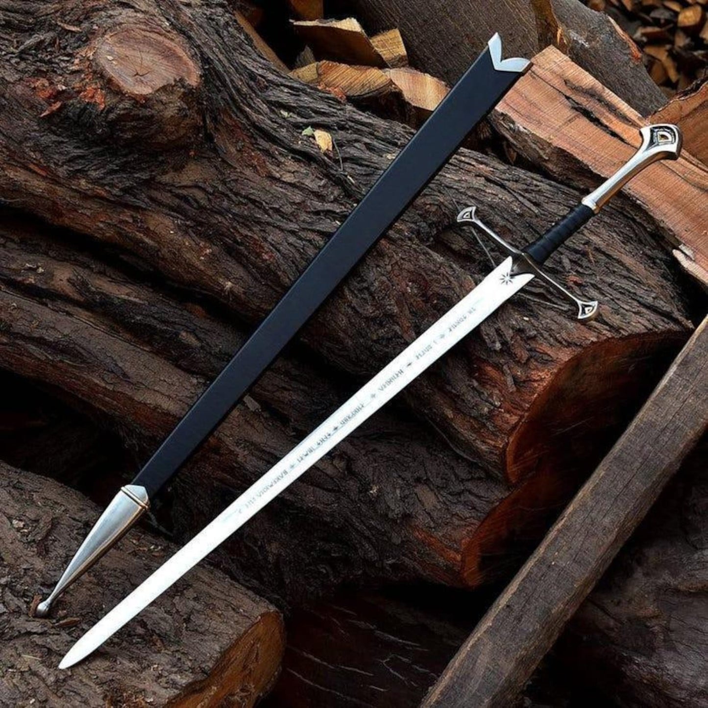 Narsil Sword Replica Handmade | Fantasy Display Sword with Scabbard & Wall Mount | Personalized Collector Gift