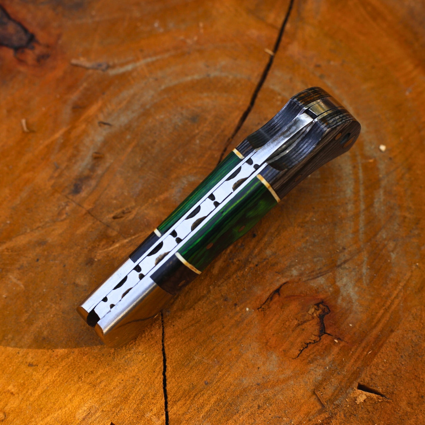 Handmade Copper Damascus Folding Knife With Pakka wood Handle , Personalized Gift for Him , Anniversary Gift Knife , Groomsman Gift Knife , Christmas  present