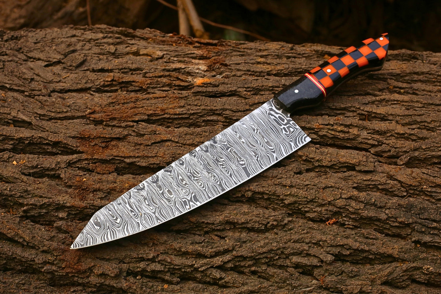 Handmade Damascus Chef Knife 13 Inch Overall | 8 Inch Damascus Blade | 5 Inch Acrylic & Micarta Handle | Razor Sharp Kitchen Knife