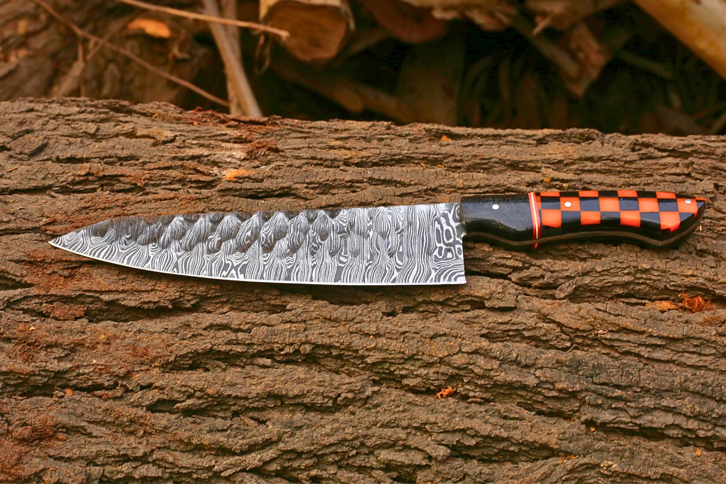 Handmade Damascus Chef Knife 13 Inch Overall | 8 Inch Damascus Blade | 5 Inch Acrylic & Micarta Handle | Razor Sharp Kitchen Knife