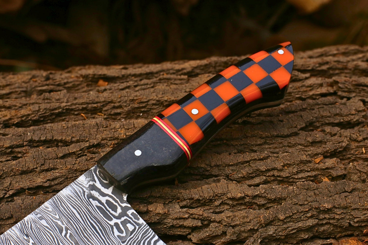 Handmade Damascus Chef Knife 13 Inch Overall | 8 Inch Damascus Blade | 5 Inch Acrylic & Micarta Handle | Razor Sharp Kitchen Knife