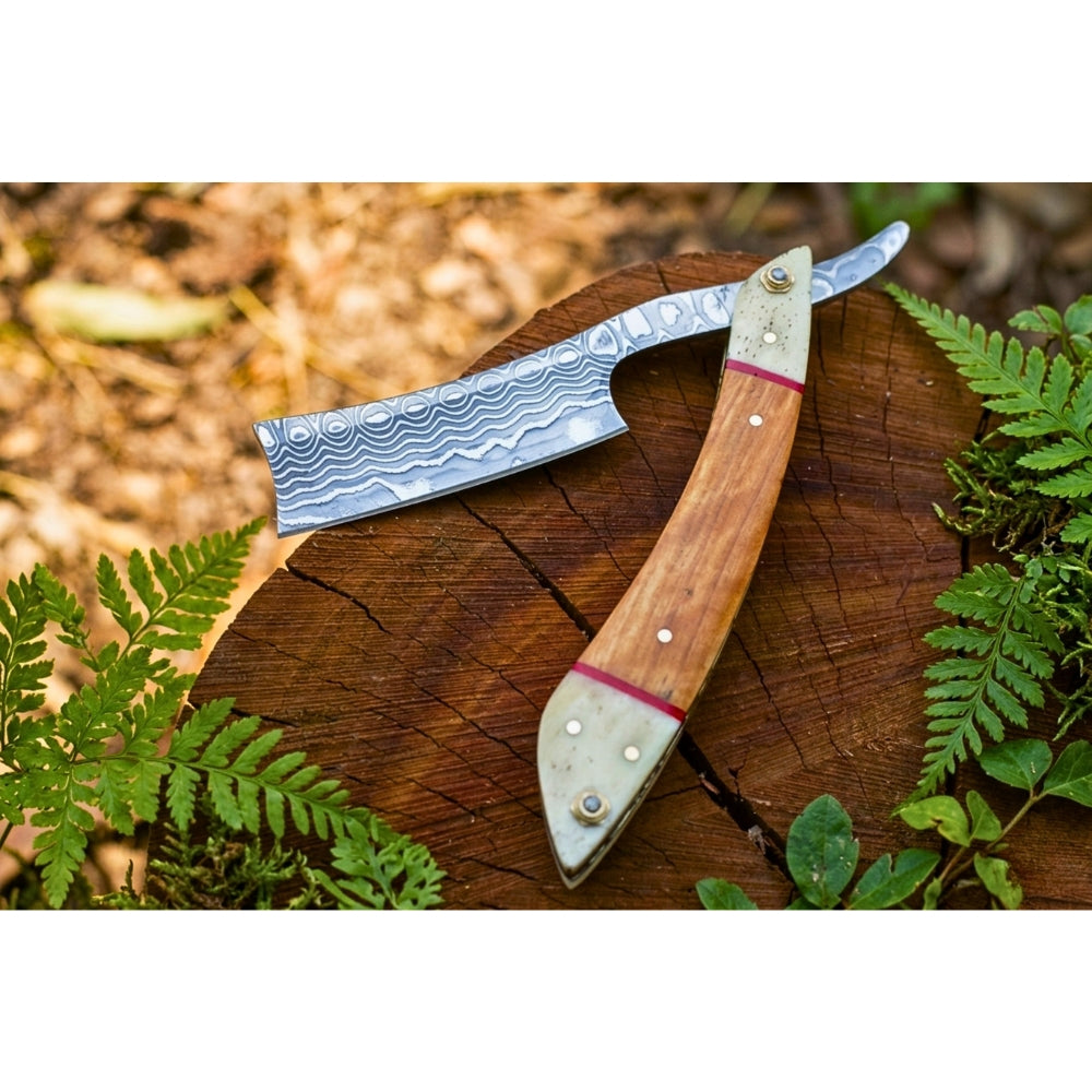 VG10 Damascus Straight Razor Handmade, Olive Wood & Bone Handle, Premium Wet Shaving Razor, Luxury Gift for Men, Rust Resistant