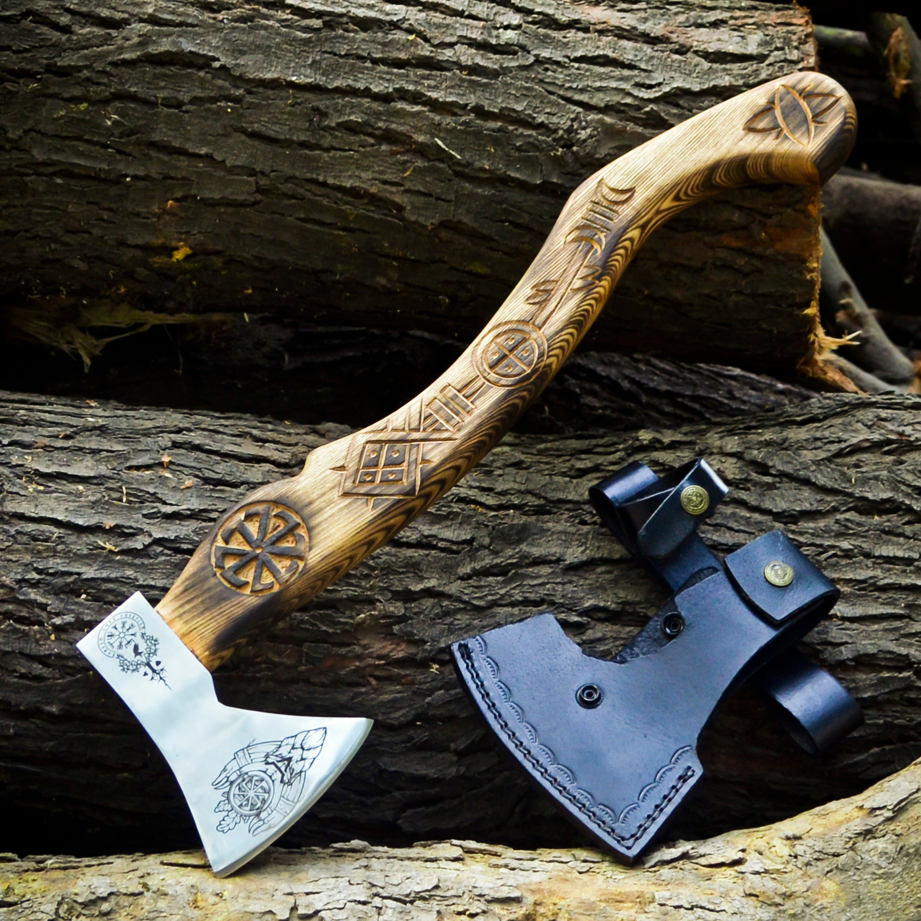 Viking Axe Custom Handmade Carbon Steel Rose Wood Handle-Gift For Special People