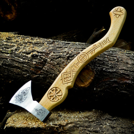 Viking Axe Custom Handmade Carbon Steel Rose Wood Handle-Gift For Special People