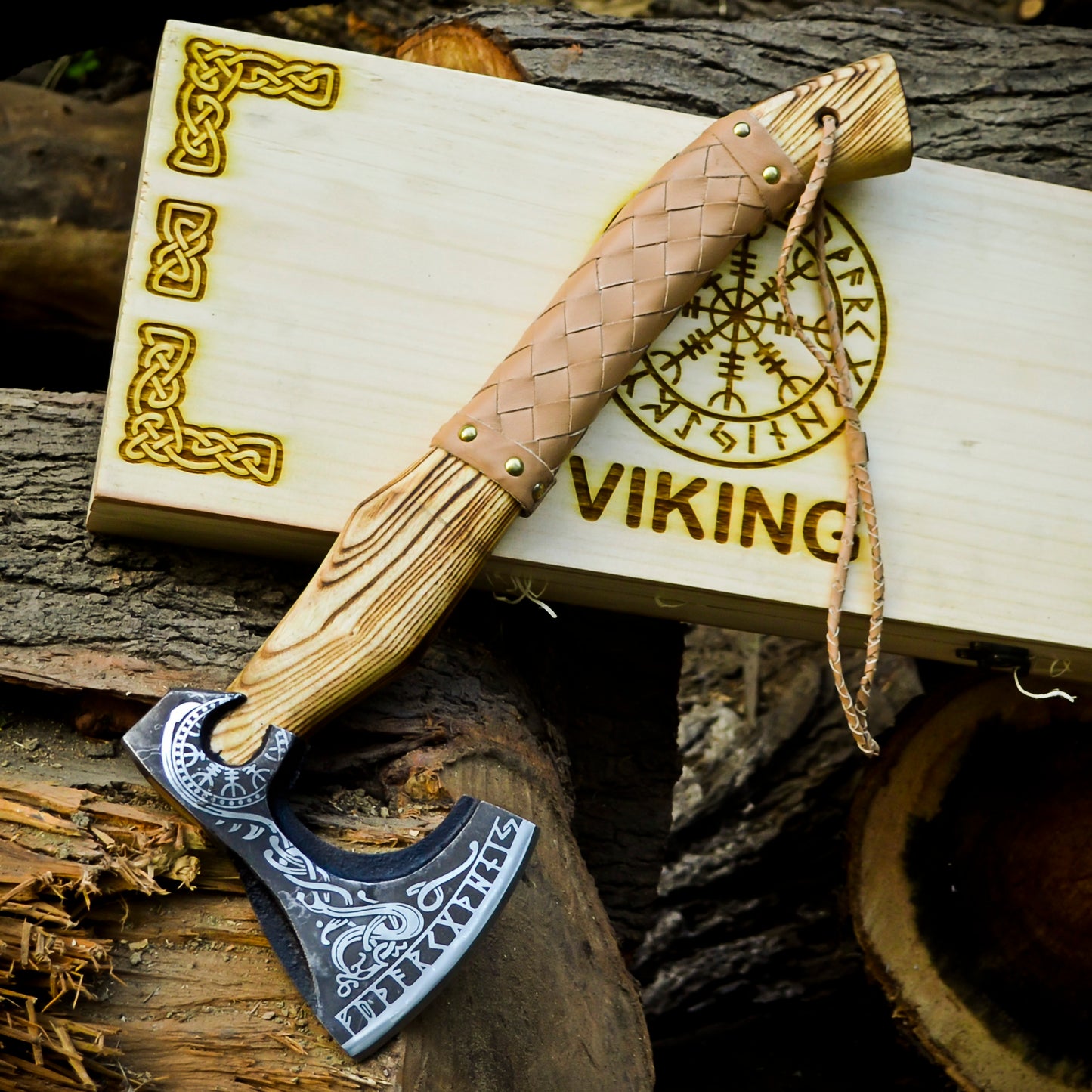 Viking Axe Custom Handmade Carbon Steel Rose Wood Handle-Gift For Special People