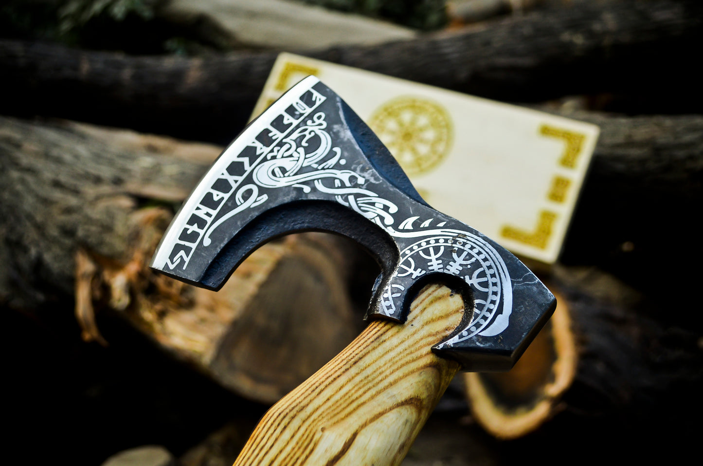 Viking Axe Custom Handmade Carbon Steel Rose Wood Handle-Gift For Special People