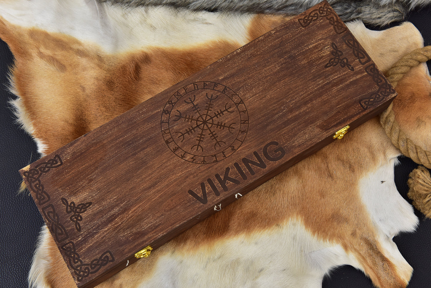Handmade Viking Bearded Axe 20" High Carbon Steel Etched Norse Tomahawk with Carved Ashwood Handle & Engraved Wooden Box