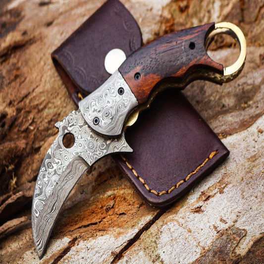 Best Handcrafted Damascus Steel Folding Knife – Only Just $113 | Best Pocket Knife for Collectors