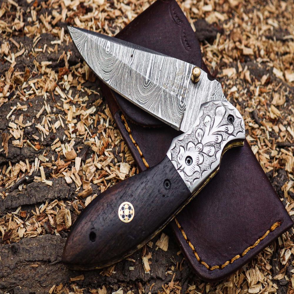 Handcrafted Damascus Steel Folding Knife – Only Just $97 | Best Pocket Knife for Collectors (USA)