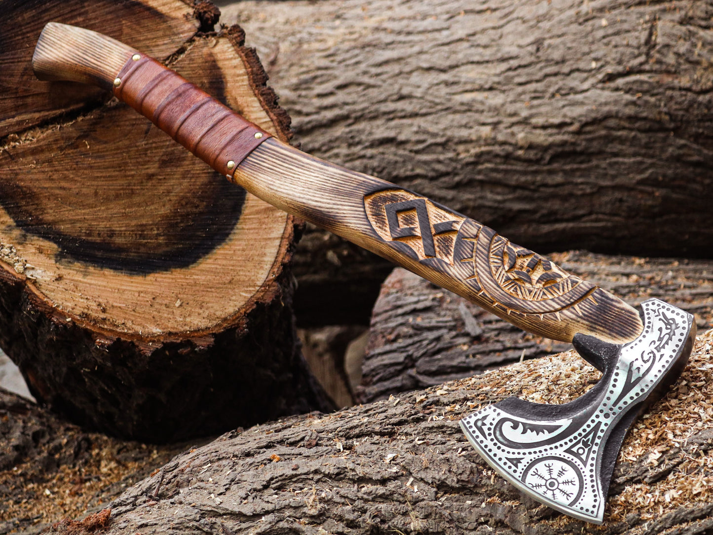 Viking Axe with handmade wooden Box-Handmade box a elite Gift for special people