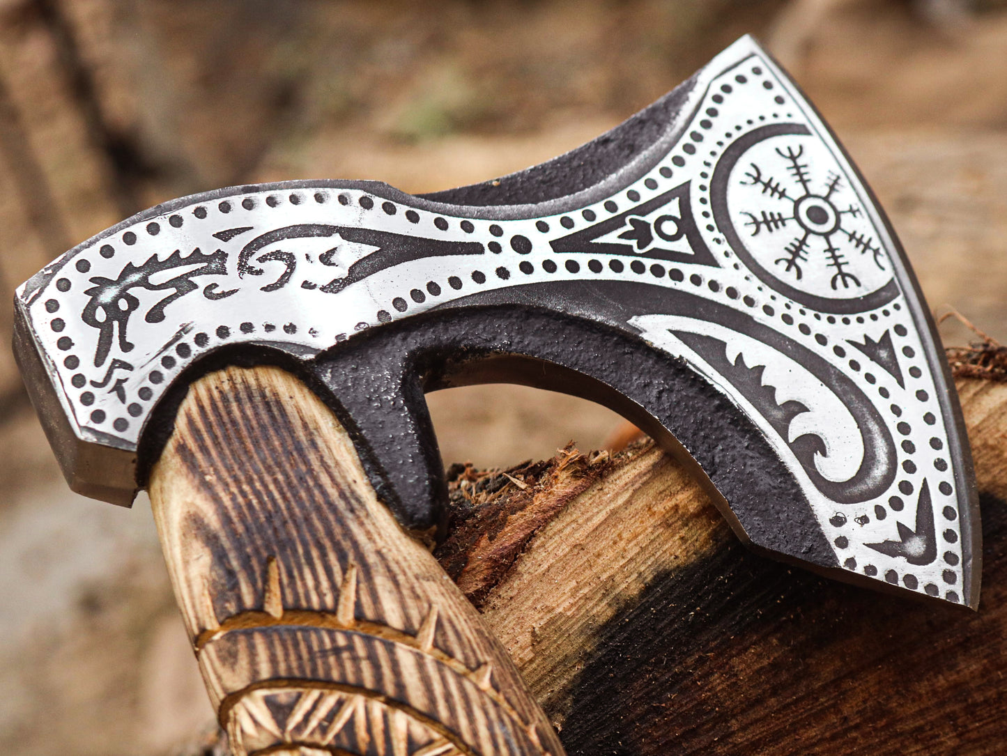 Viking Axe with handmade wooden Box-Handmade box a elite Gift for special people