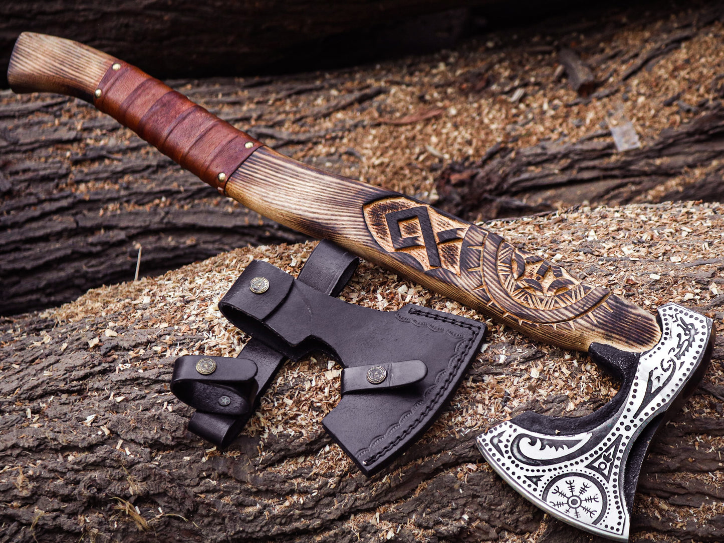 Viking Axe with handmade wooden Box-Handmade box a elite Gift for special people