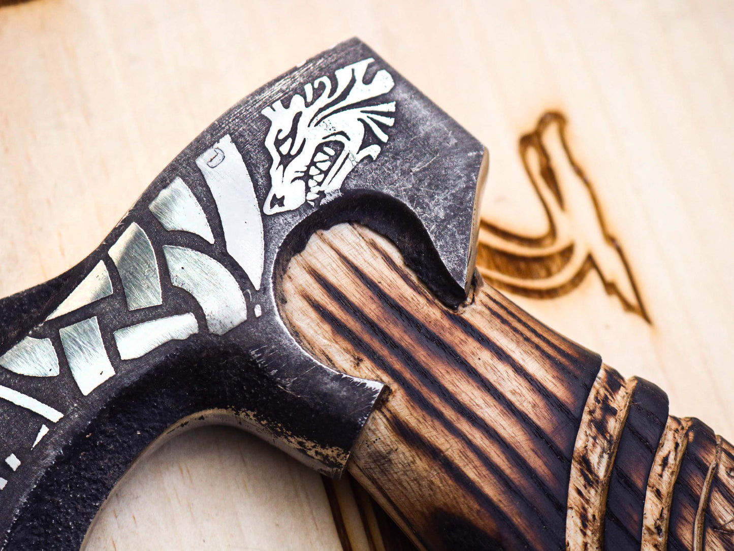 Viking Axe Custom Handmade Carbon Steel Rose Wood Handle-Gift For Special People