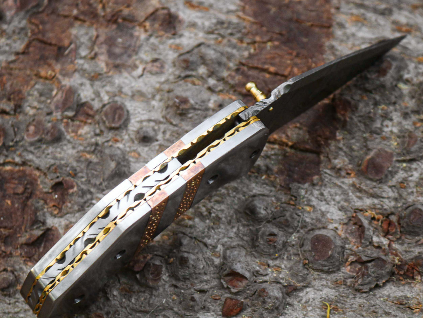 133 Layer Handmade Folding Knife with Sharpener & Leather Pouch | Best Gift for Camping, Hunting, Hiking, Father’s Day - $99