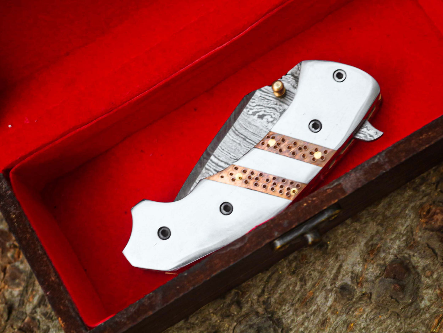 133 Layer Handmade Folding Knife with Sharpener & Leather Pouch | Best Gift for Camping, Hunting, Hiking, Father’s Day - $99