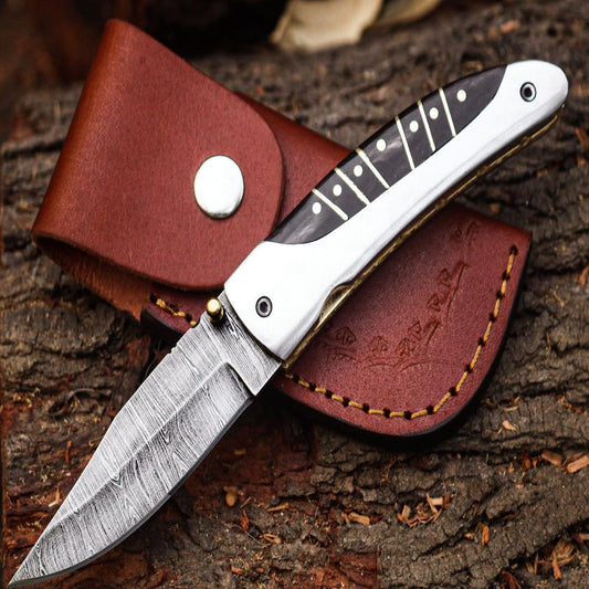 Handcrafted Damascus Steel Folding Knife – Only Just $84 | Best Collectible Pocket Knife
