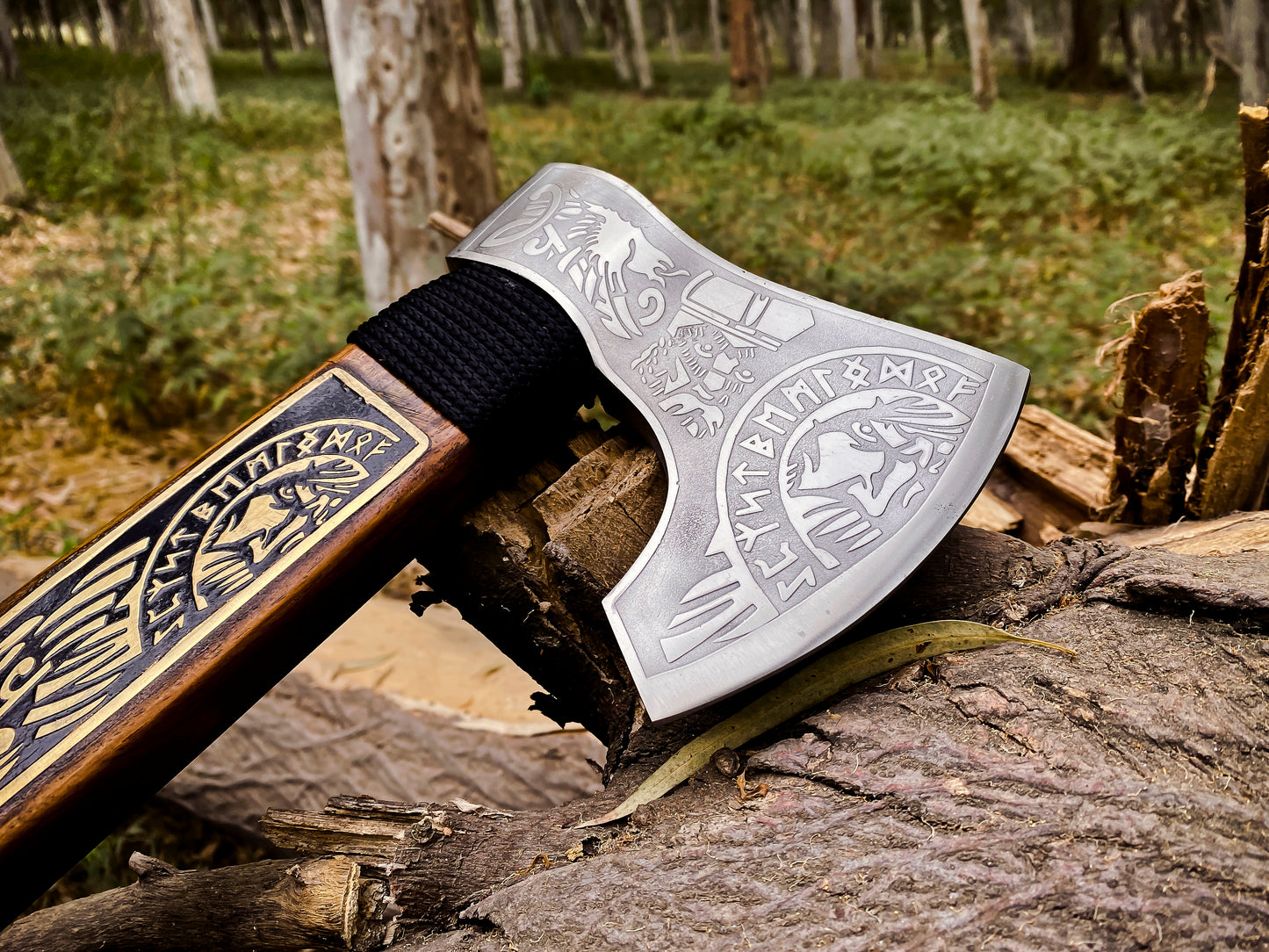 Viking Axe Custom Handmade Carbon Steel Rose Wood Handle-Gift For Special People