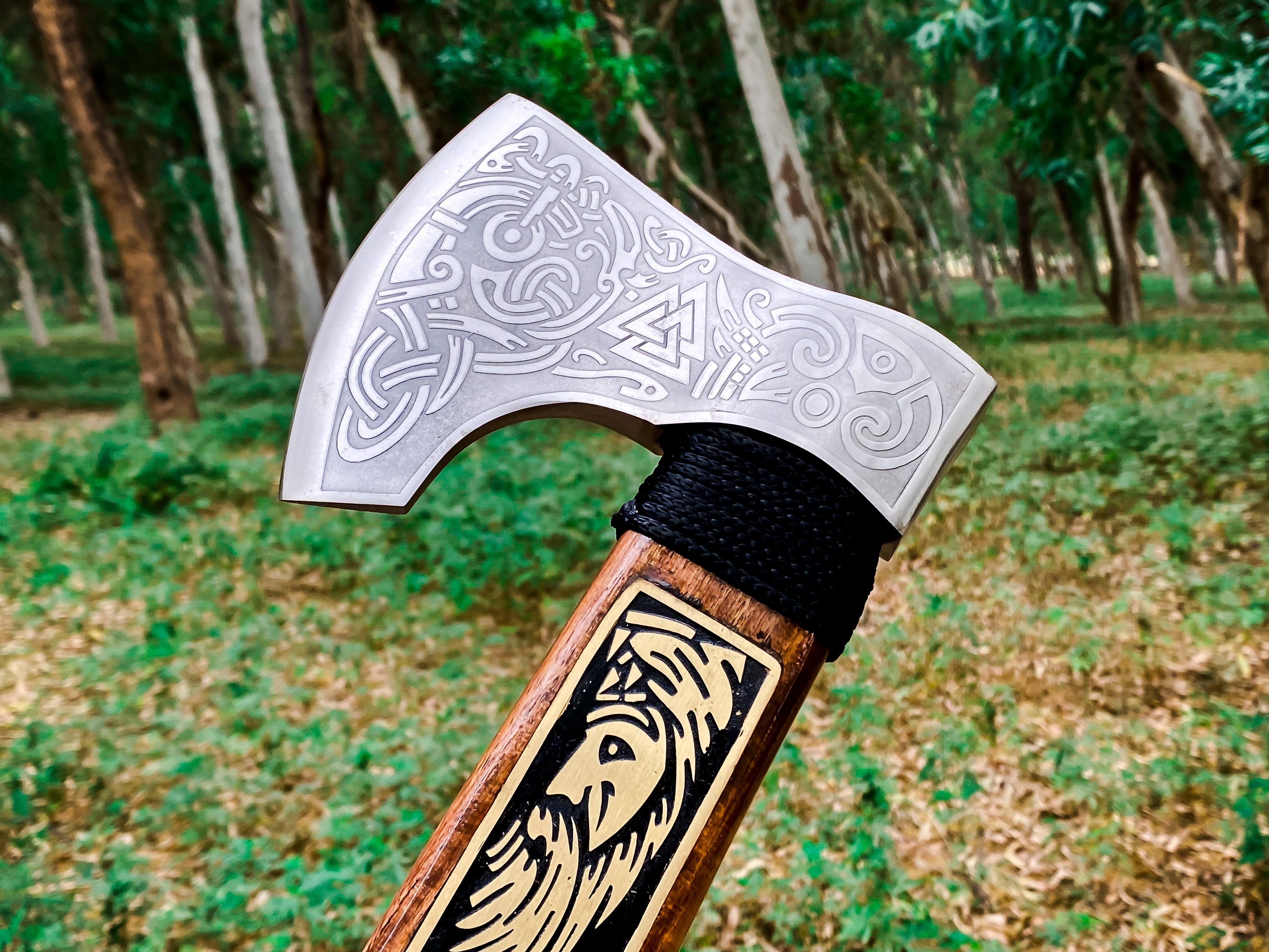 Viking Axe Custom Handmade Carbon Steel Rose Wood Handle-Gift For Special People