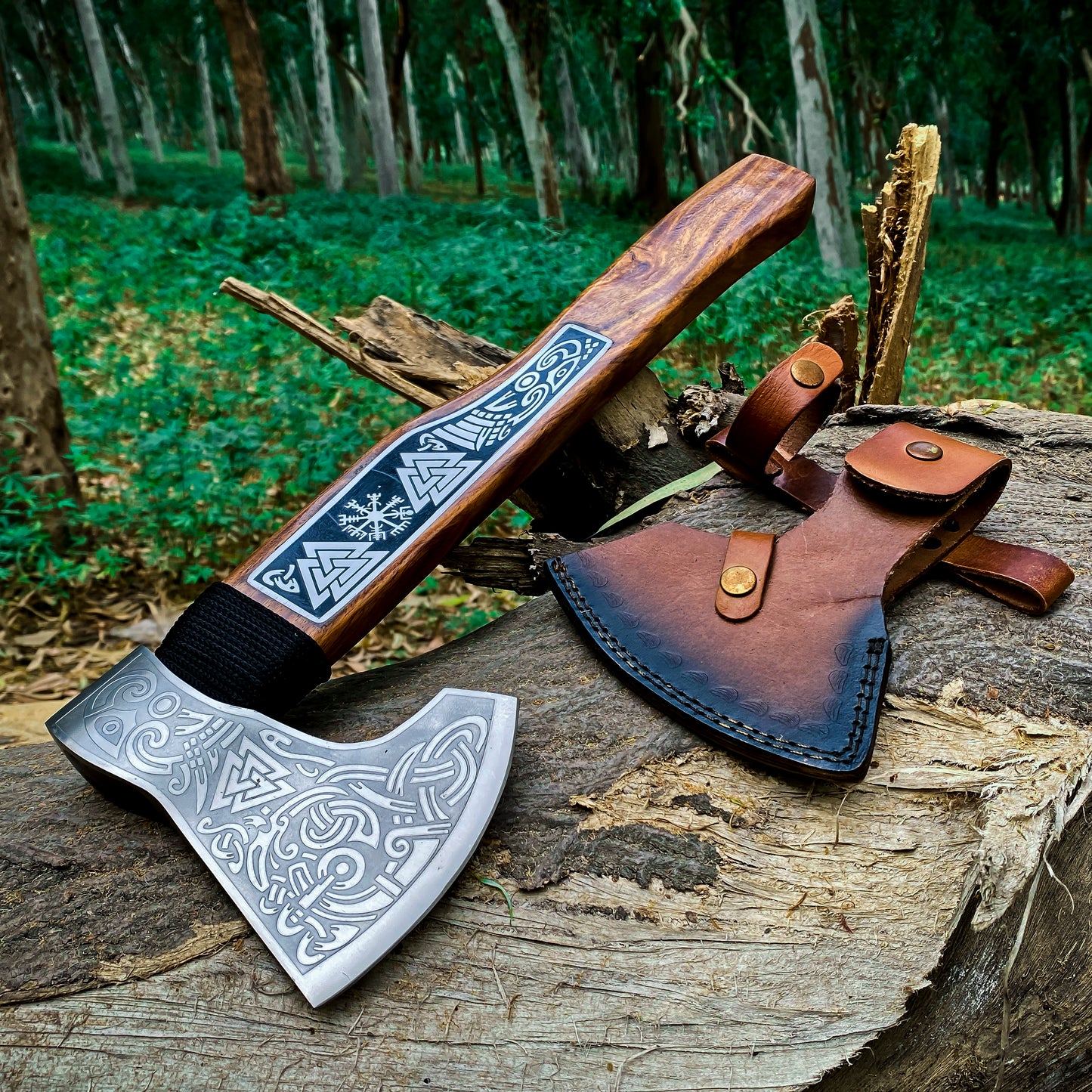 Viking Axe Custom Handmade Carbon Steel Rose Wood Handle-Gift For Special People