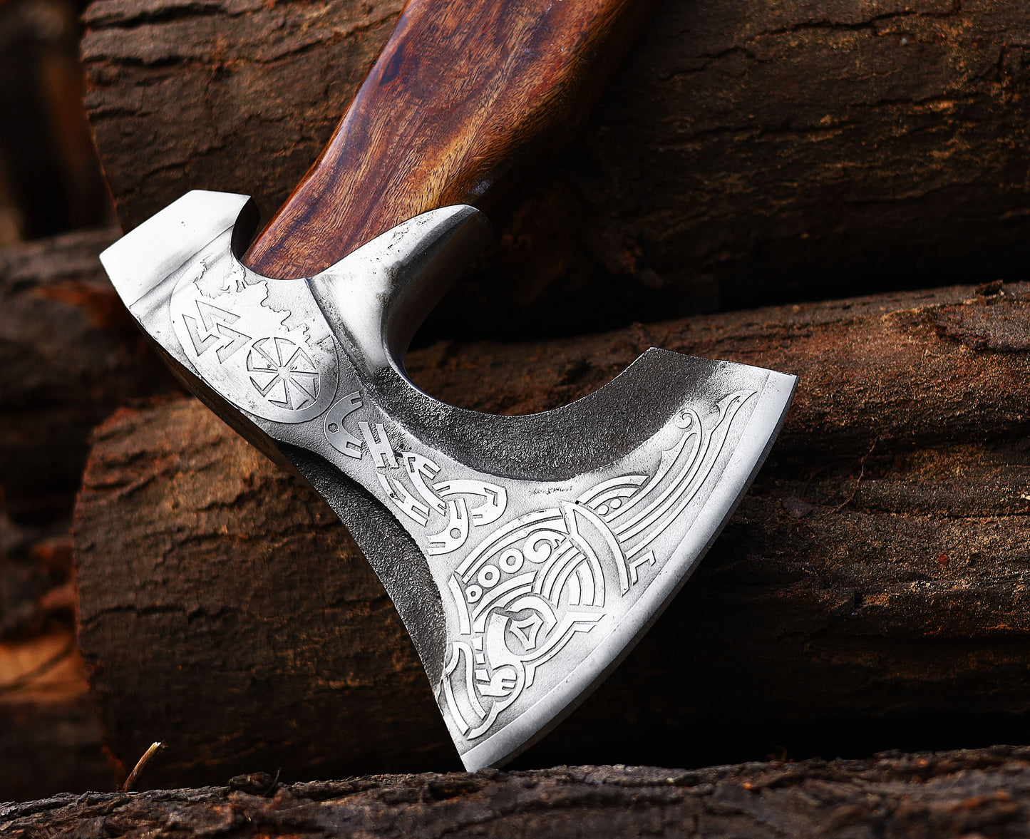 Viking Axe Custom Handmade Carbon Steel Rose Wood Handle-Gift For Special People