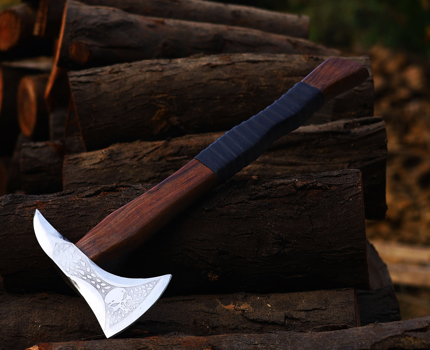 Viking Axe Custom Handmade Carbon Steel Rose Wood Handle-Gift For Special People