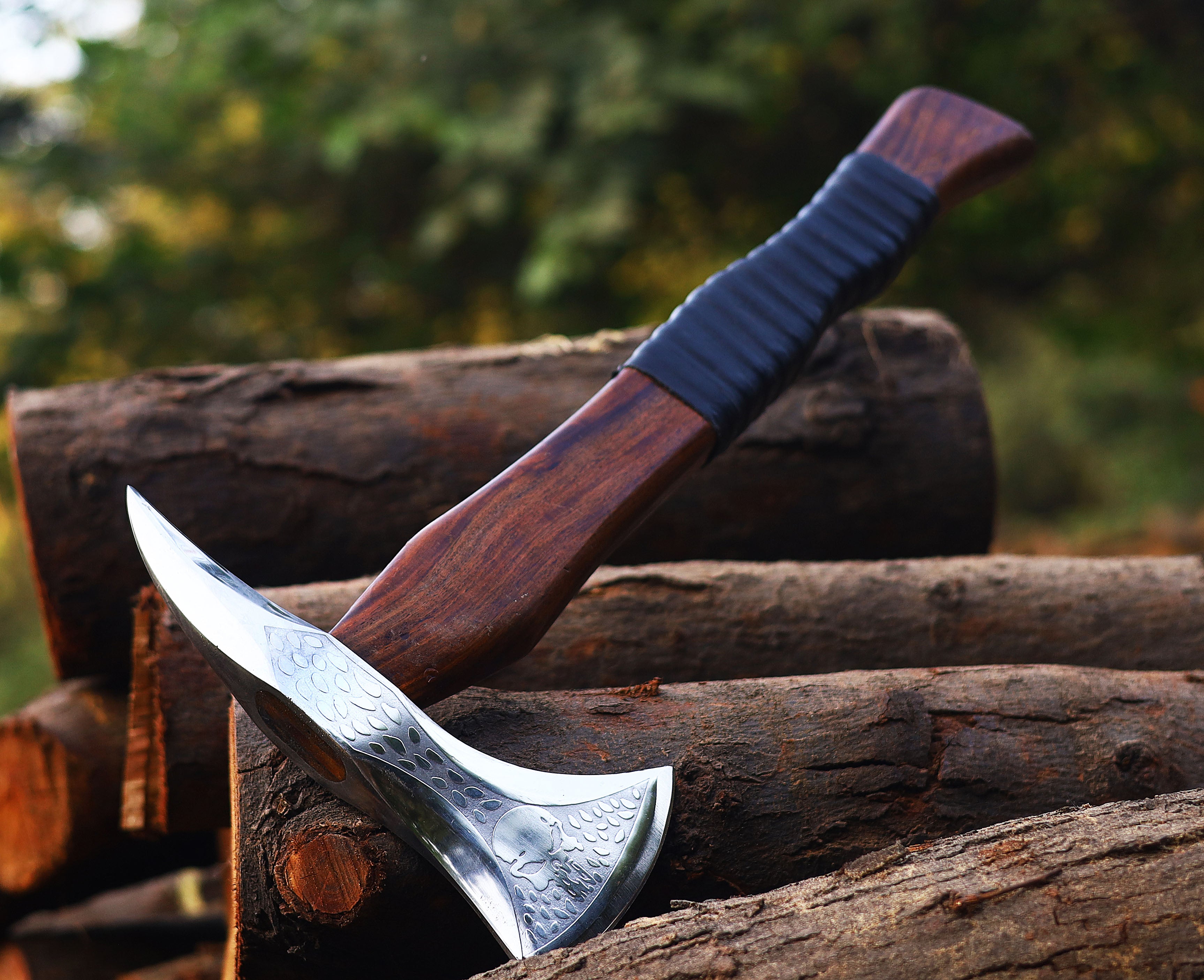 Viking Axe Custom Handmade Carbon Steel Rose Wood Handle-Gift For Special People