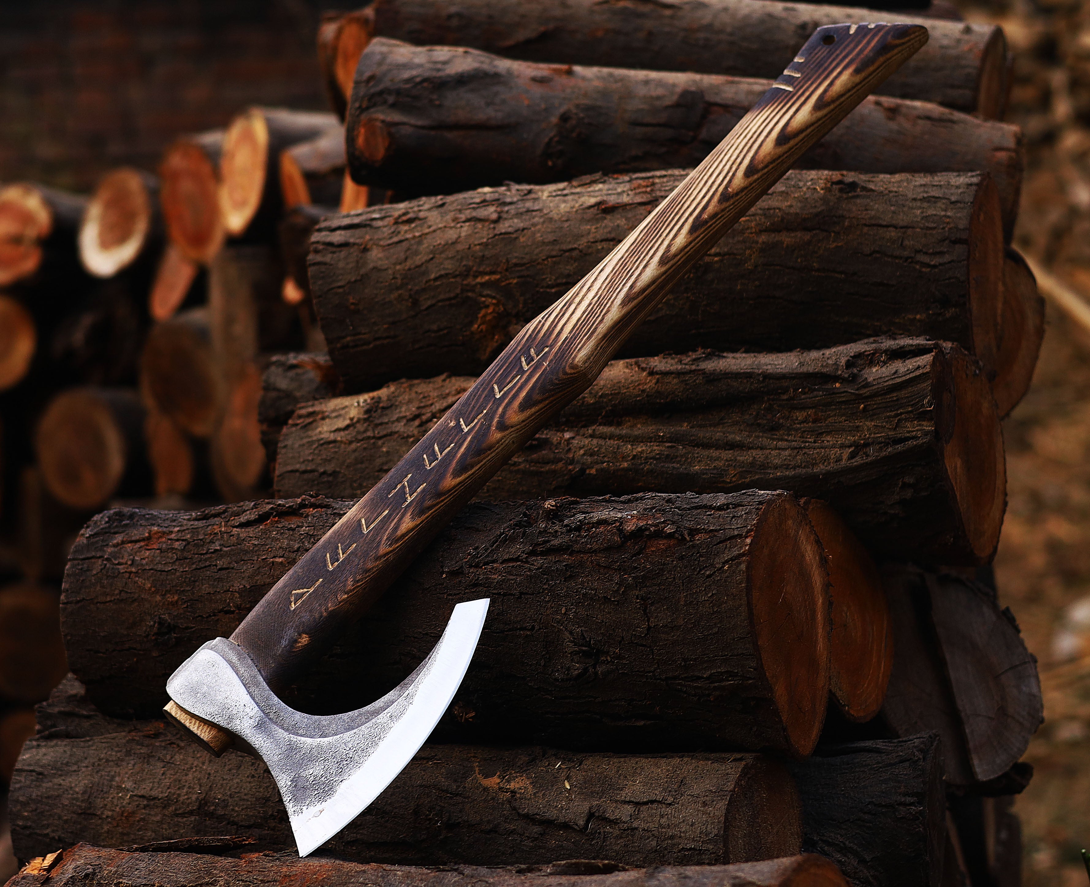 Viking Axe Custom Handmade Carbon Steel Rose Wood Handle-Gift For Special People