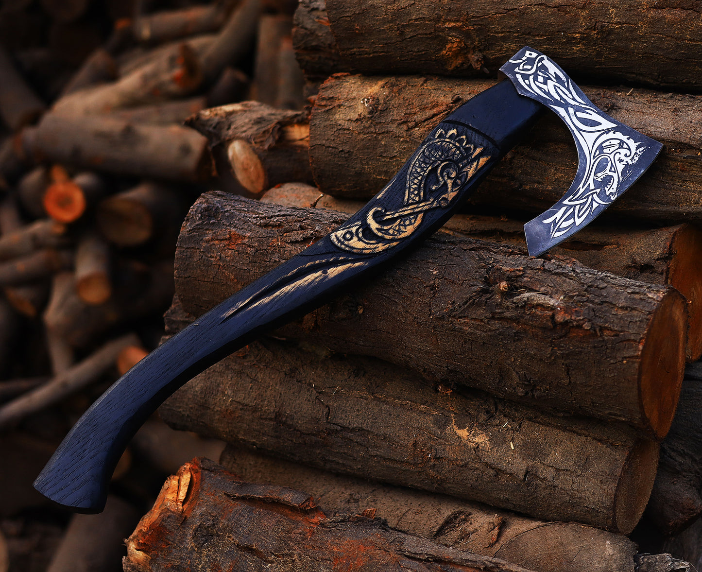Viking Axe Custom Handmade Carbon Steel Rose Wood Handle-Gift For Special People