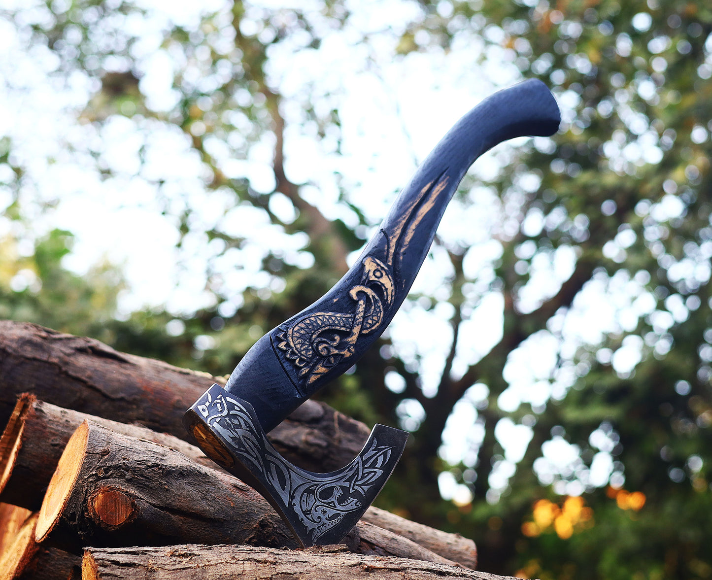 Viking Axe Custom Handmade Carbon Steel Rose Wood Handle-Gift For Special People