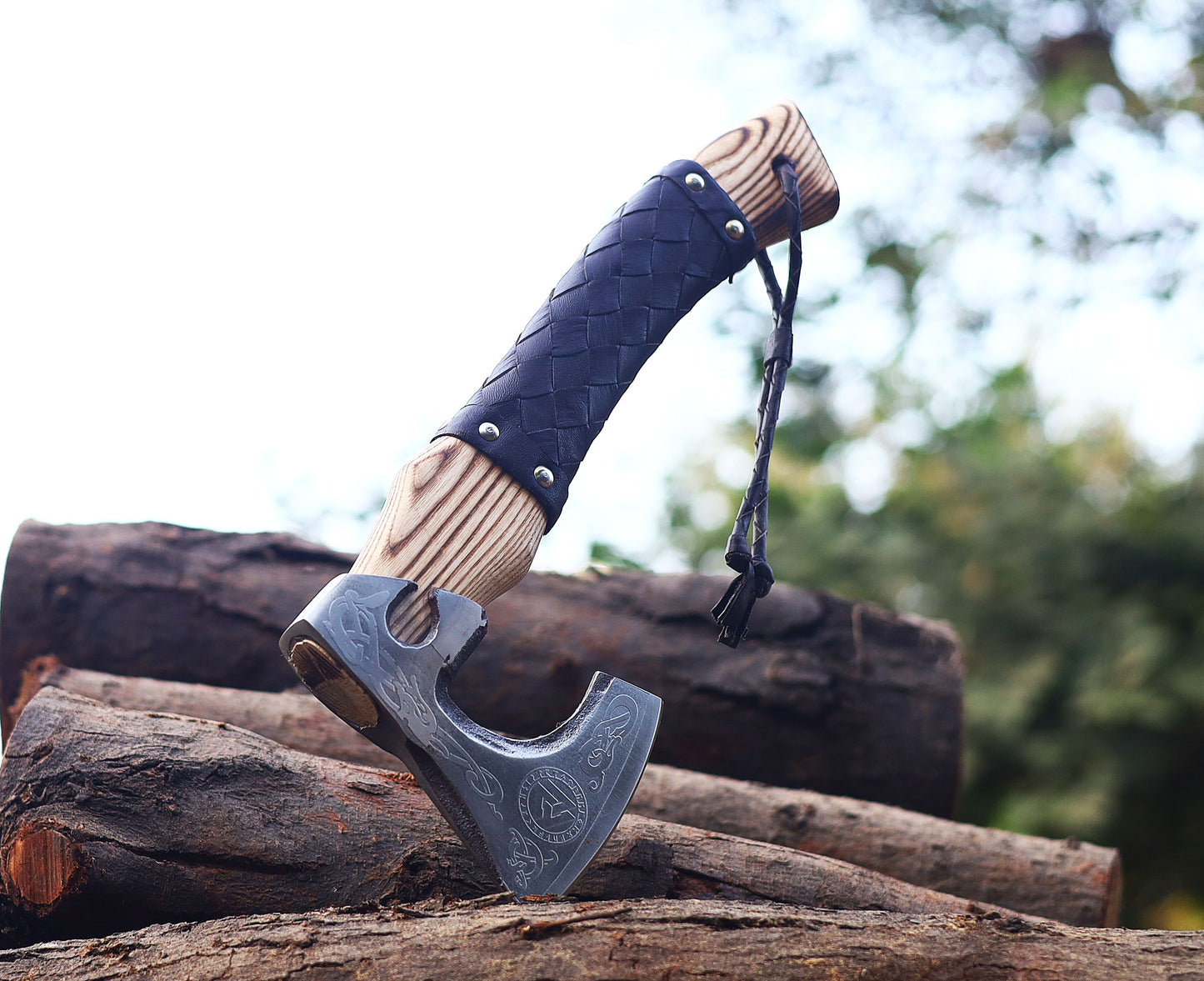 Viking Axe Custom Handmade Carbon Steel Rose Wood Handle-Gift For Special People