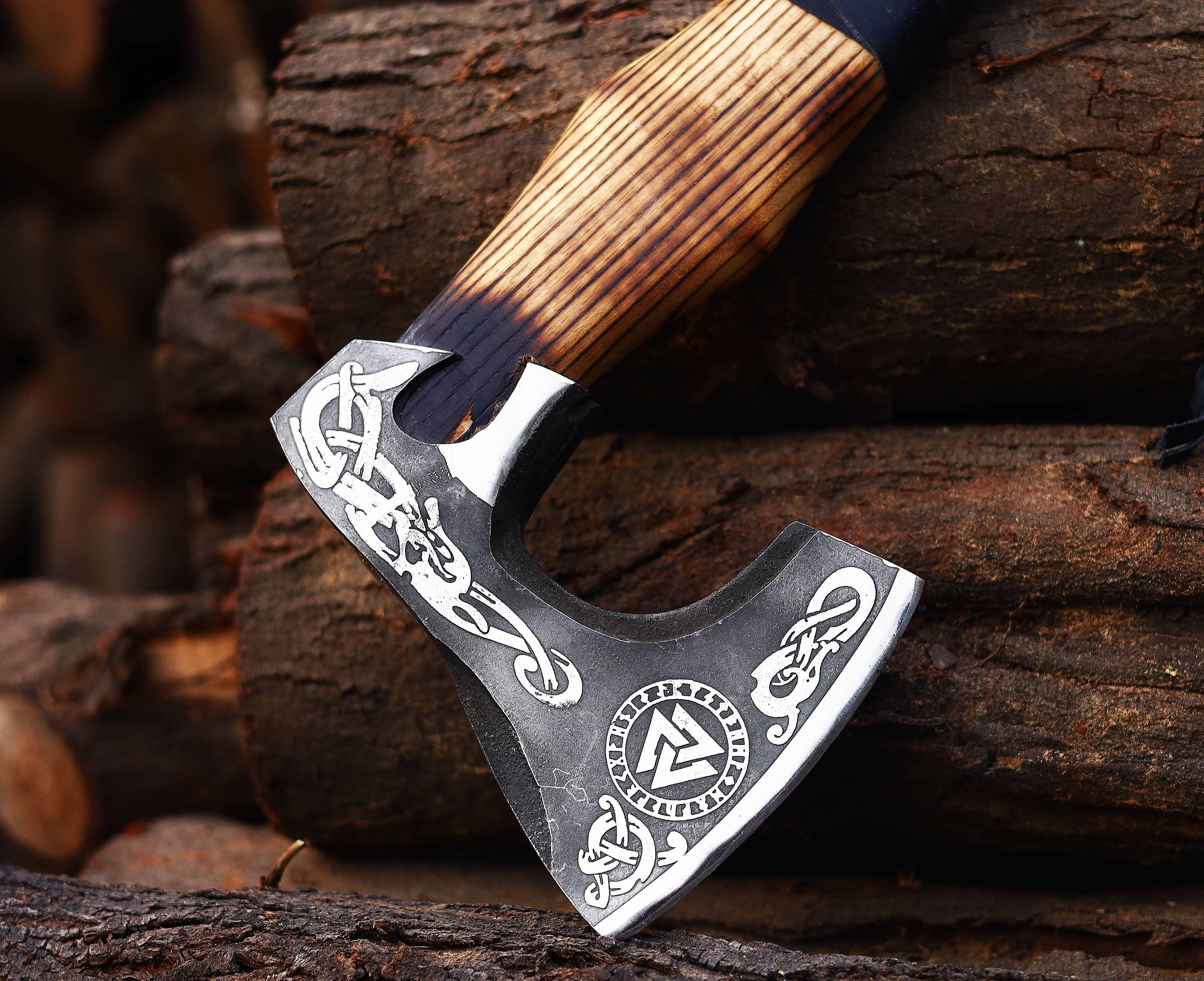 Viking Axe Custom Handmade Carbon Steel Rose Wood Handle-Gift For Special People