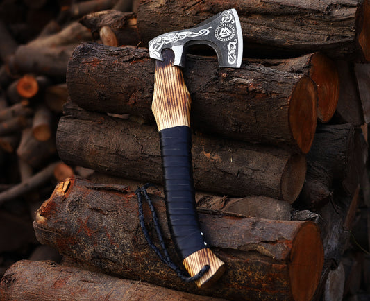 Viking Axe Custom Handmade Carbon Steel Rose Wood Handle-Gift For Special People