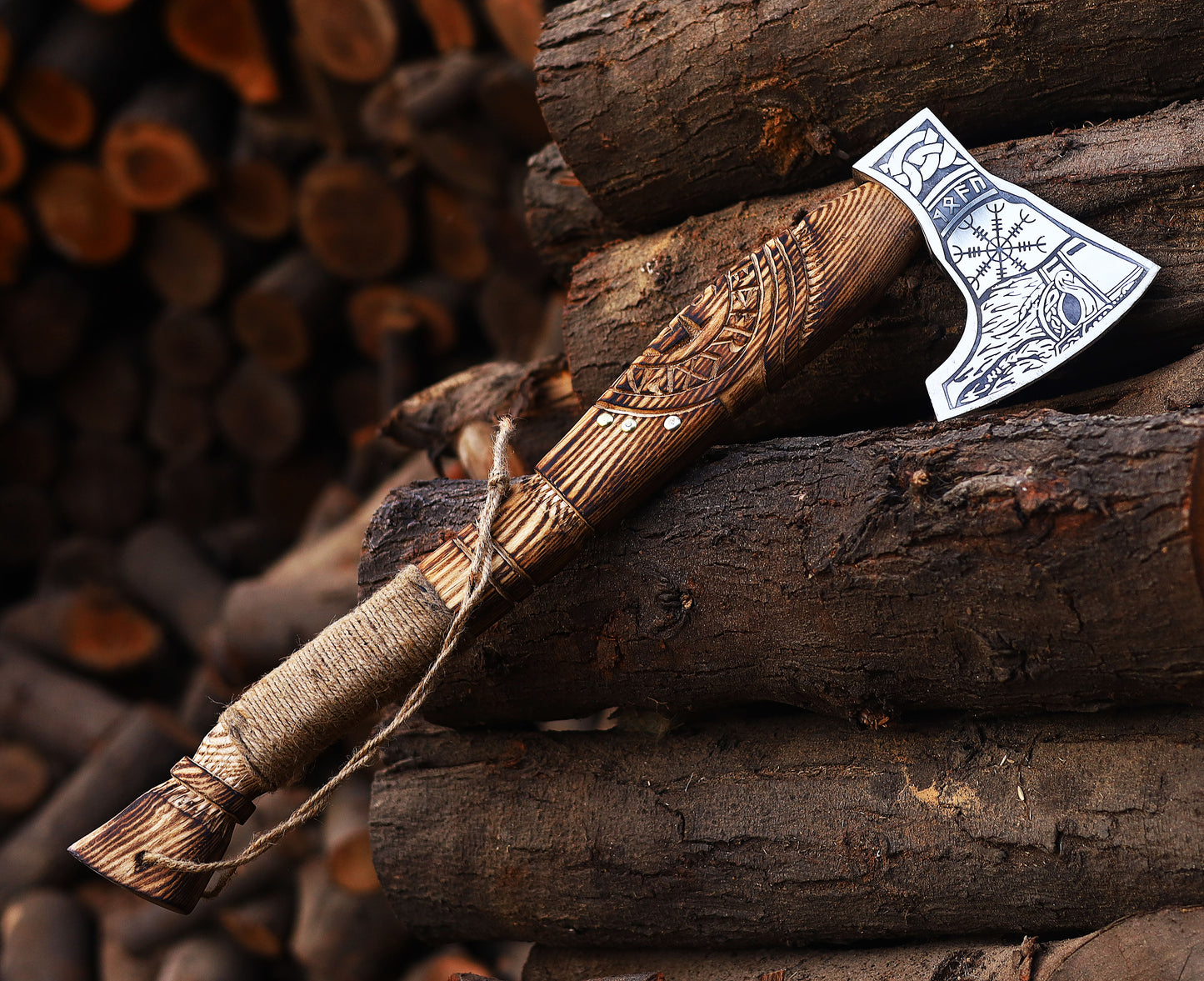 Viking Axe Custom Handmade Carbon Steel Rose Wood Handle-Gift For Special People