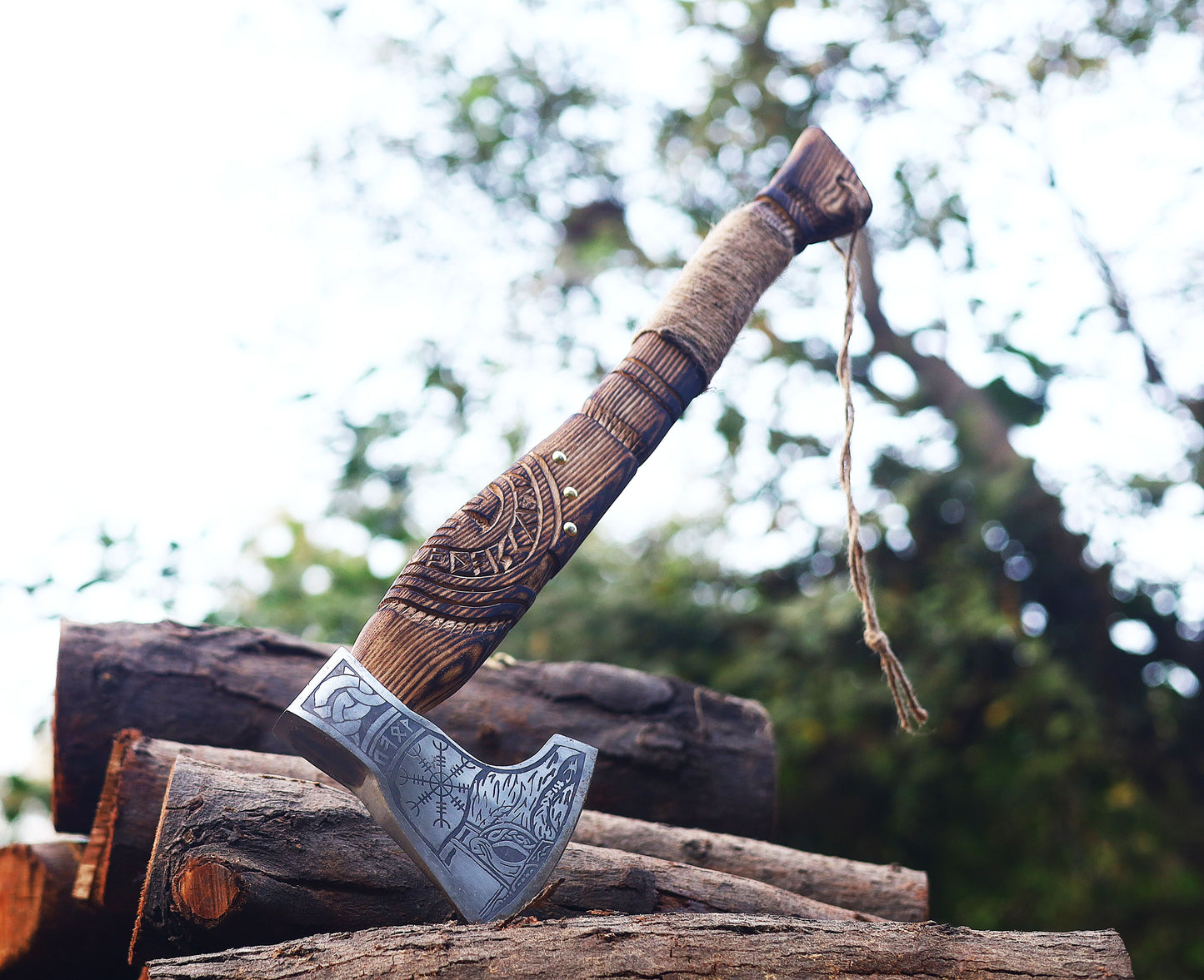 Viking Axe Custom Handmade Carbon Steel Rose Wood Handle-Gift For Special People