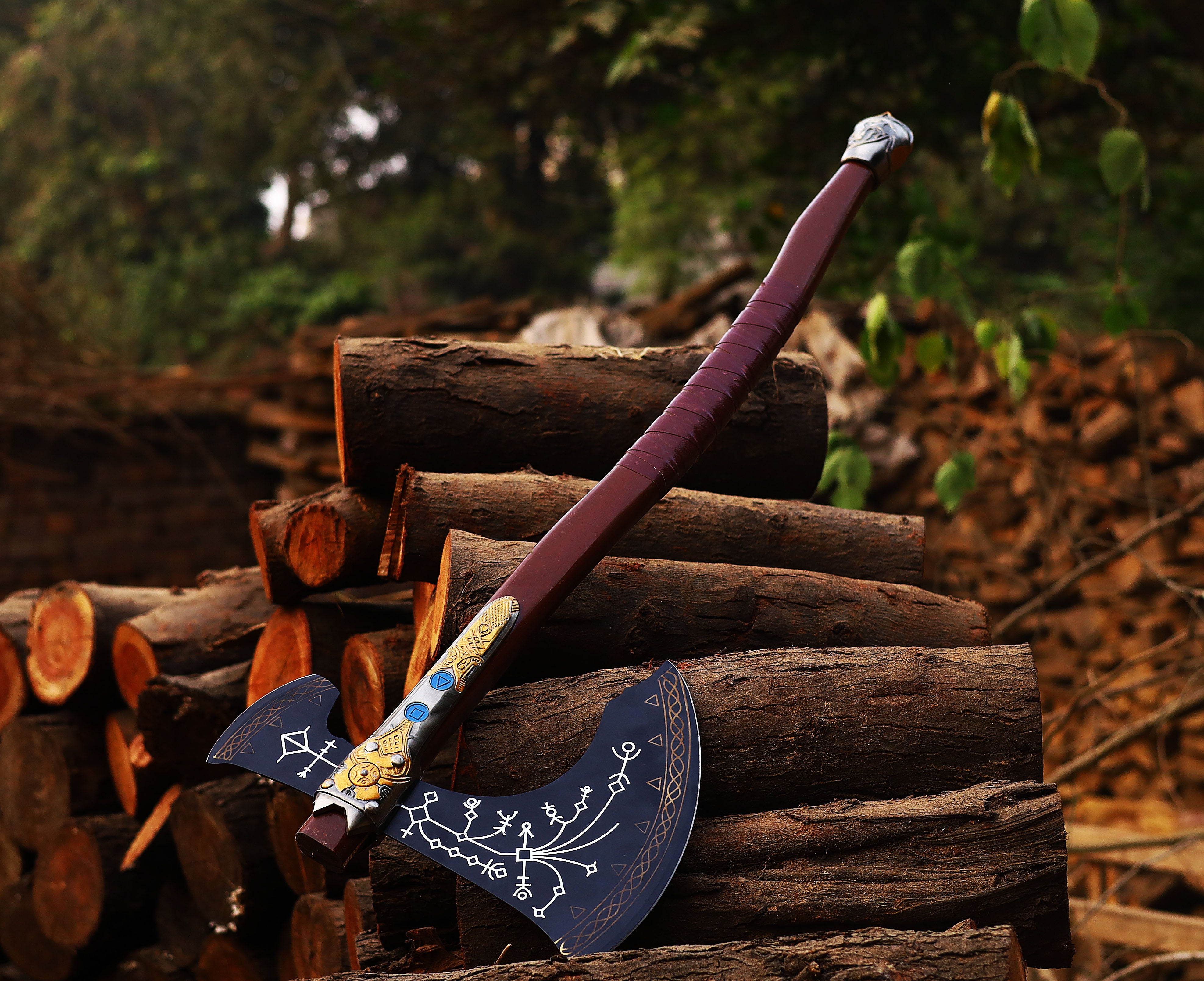 Viking Axe Custom Handmade Carbon Steel Rose Wood Handle-Gift For Special People