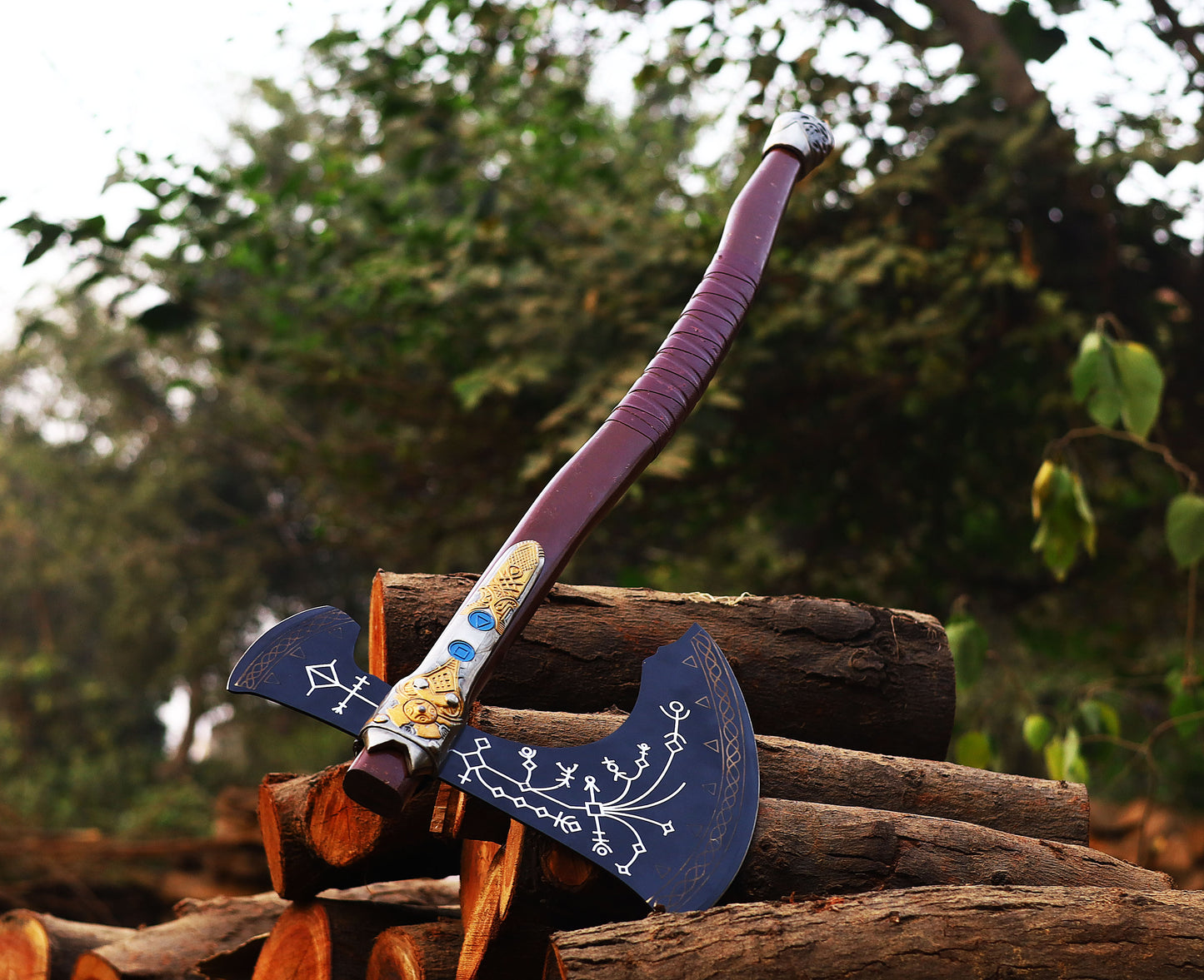 Viking Axe Custom Handmade Carbon Steel Rose Wood Handle-Gift For Special People