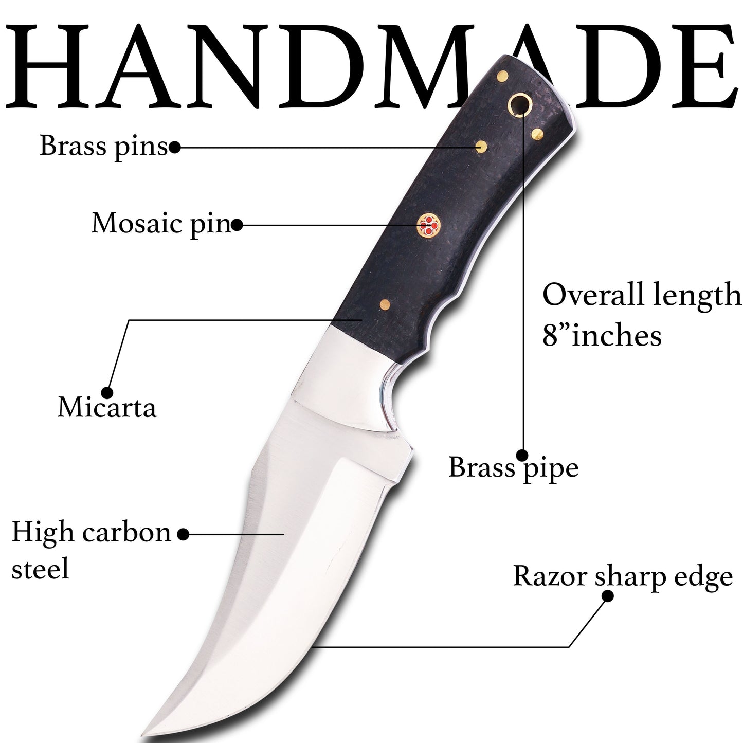 Best Handmade High Carbon Stainless Steel Hunting Skinner Knife Replica – Professional Craftsmanship for Outdoor Excellence | $51.88 (Was $79.00)